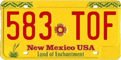 NM license plate 583TOF