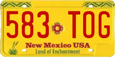NM license plate 583TOG