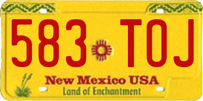 NM license plate 583TOJ