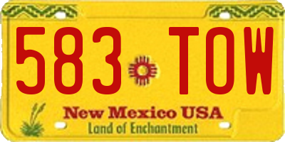 NM license plate 583TOW