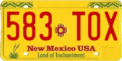 NM license plate 583TOX