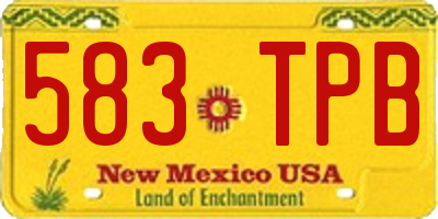 NM license plate 583TPB