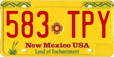 NM license plate 583TPY