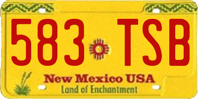 NM license plate 583TSB