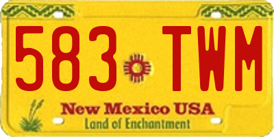NM license plate 583TWM