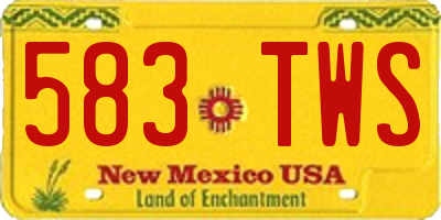 NM license plate 583TWS