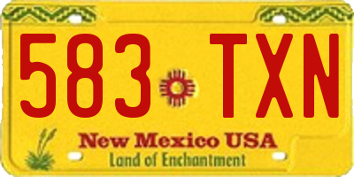 NM license plate 583TXN