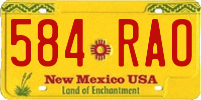 NM license plate 584RAO