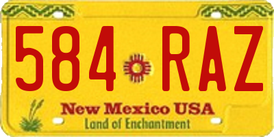 NM license plate 584RAZ