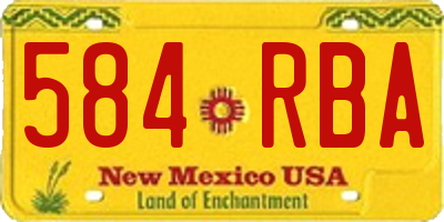 NM license plate 584RBA