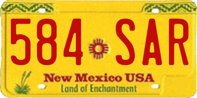 NM license plate 584SAR