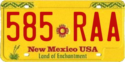 NM license plate 585RAA