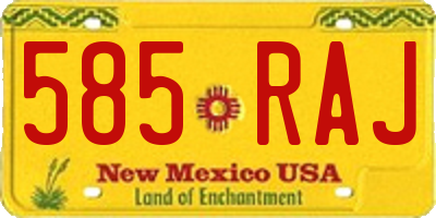 NM license plate 585RAJ