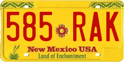 NM license plate 585RAK