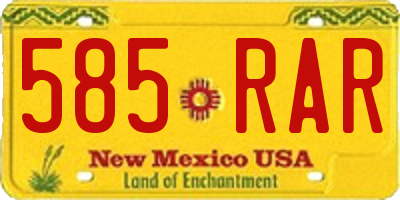 NM license plate 585RAR