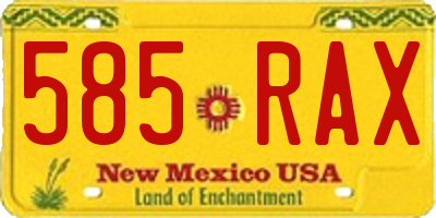 NM license plate 585RAX