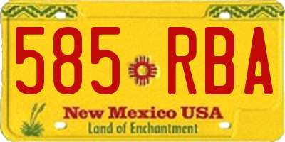 NM license plate 585RBA