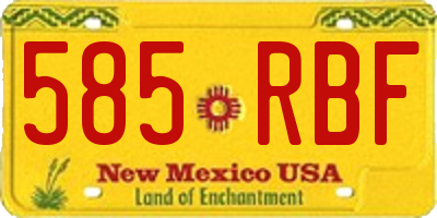 NM license plate 585RBF