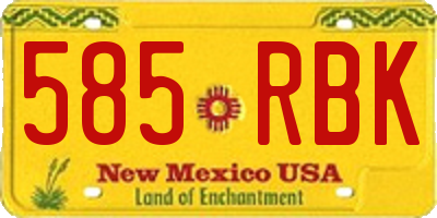 NM license plate 585RBK