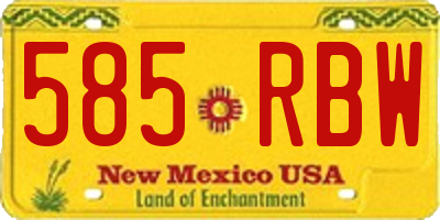 NM license plate 585RBW