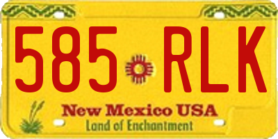 NM license plate 585RLK