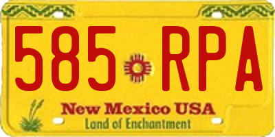 NM license plate 585RPA