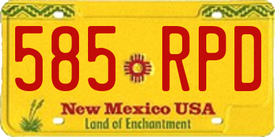 NM license plate 585RPD