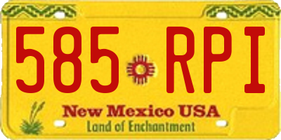 NM license plate 585RPI