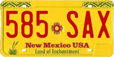 NM license plate 585SAX