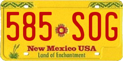 NM license plate 585SOG