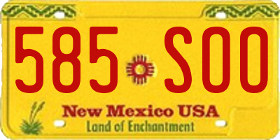 NM license plate 585SOO