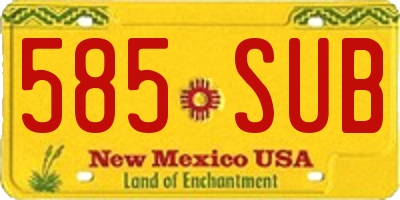 NM license plate 585SUB