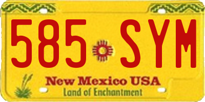 NM license plate 585SYM