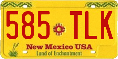 NM license plate 585TLK