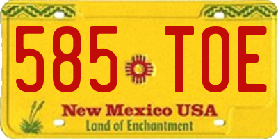 NM license plate 585TOE