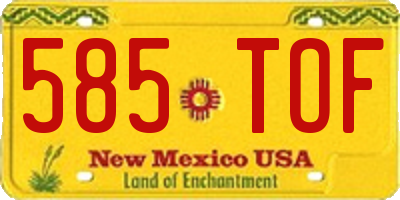 NM license plate 585TOF