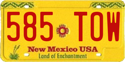 NM license plate 585TOW