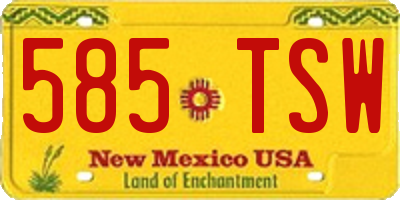 NM license plate 585TSW