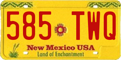 NM license plate 585TWQ