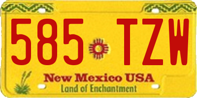 NM license plate 585TZW