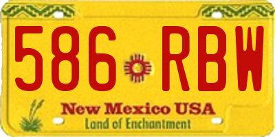 NM license plate 586RBW