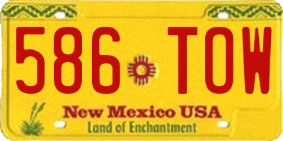 NM license plate 586TOW