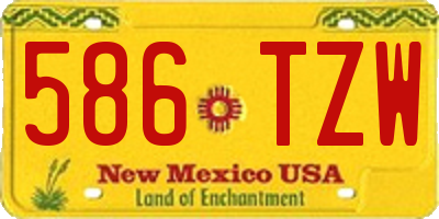 NM license plate 586TZW