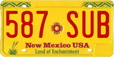 NM license plate 587SUB