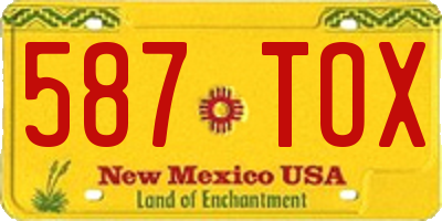 NM license plate 587TOX