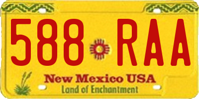 NM license plate 588RAA