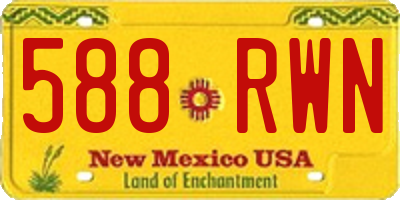 NM license plate 588RWN