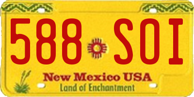 NM license plate 588SOI