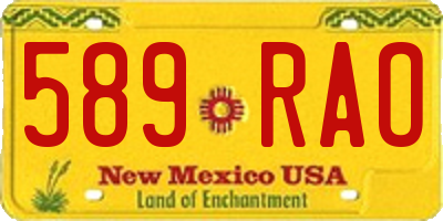 NM license plate 589RAO