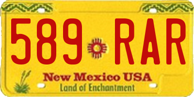 NM license plate 589RAR